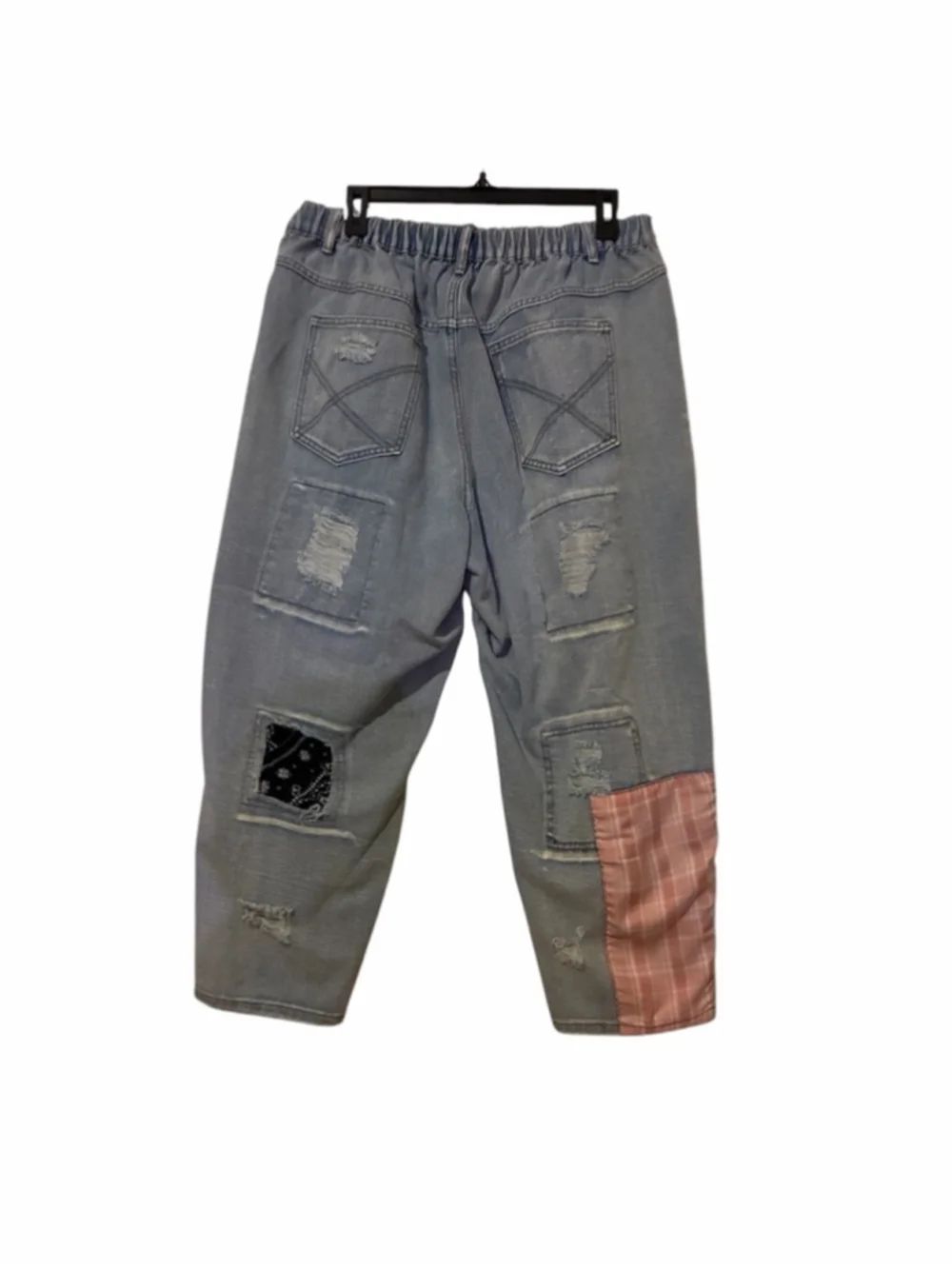 Women's SHEIN Light Blue Patchwork Distressed Jeans Plus 14W
